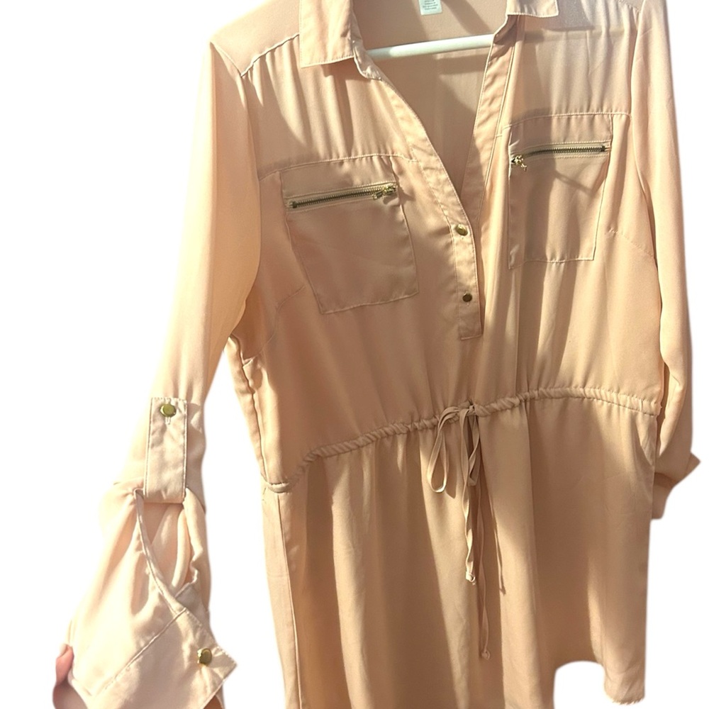 Charlotte Russe Pink Relaxed Tunic with Tie Front - Picture 5 of 10